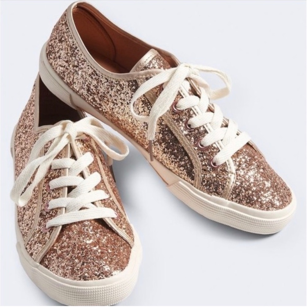 Aeropostale rose gold glitter laced sneakers